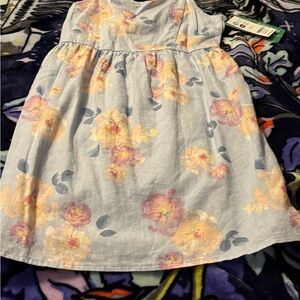 Floral Kids Dress in Blue and Yellow